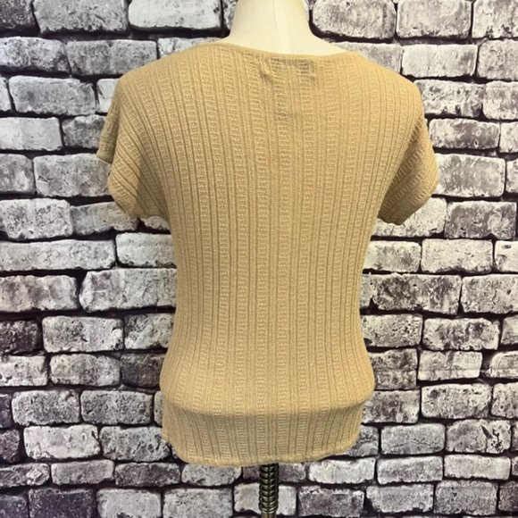 Evan-Picone Beige Knit Short Sleeve Top Size M - Picture 5 of 8